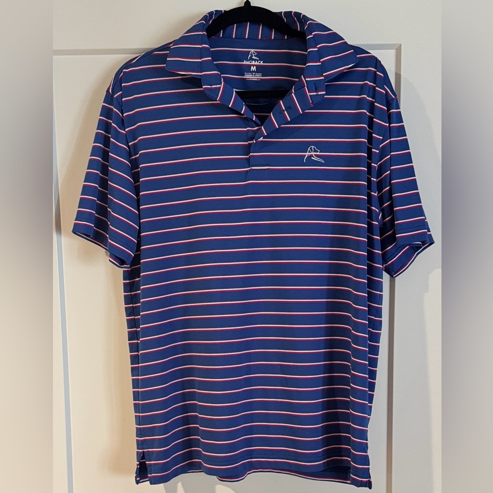 Rhoback Americana Polo- Navy with White and Red Stripes